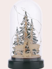 Laura Ashley Green Pre-Lit LED Glass Cloche with Woodland Christmas Scene - Image 3 of 3