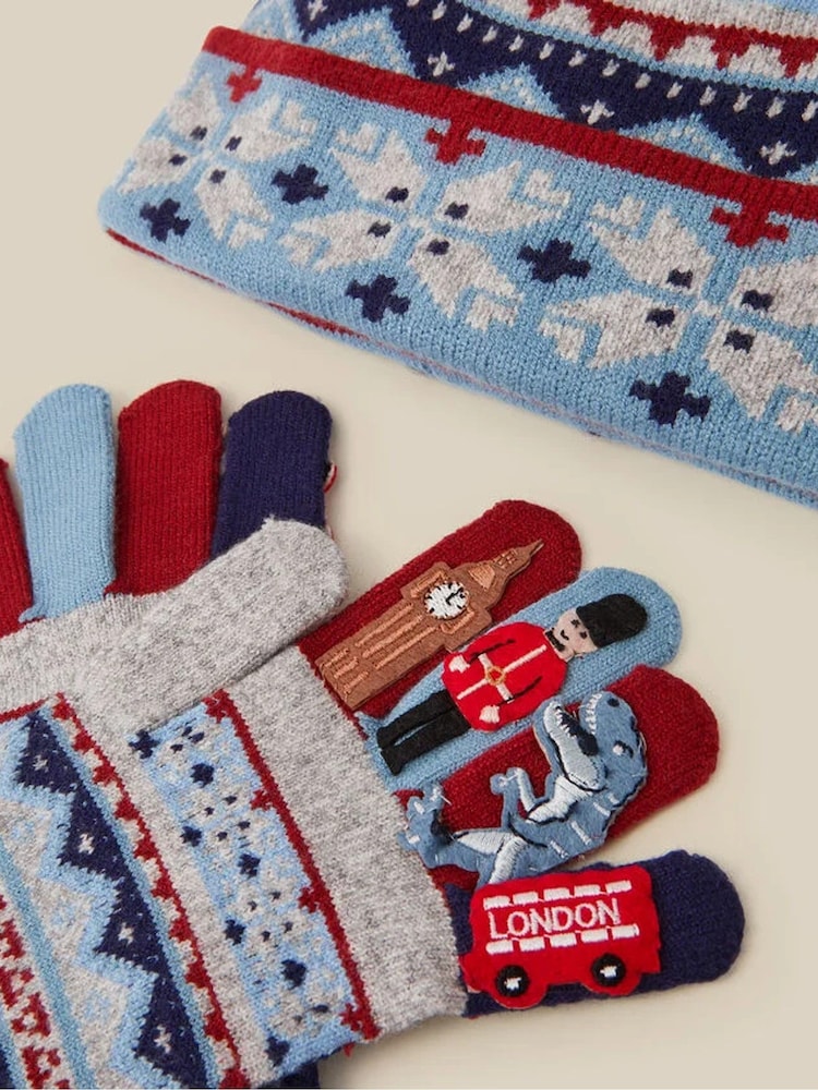 Monsoon London Fair Isle bobble cepures un cimdu komplekts - Attēls 2 no 2