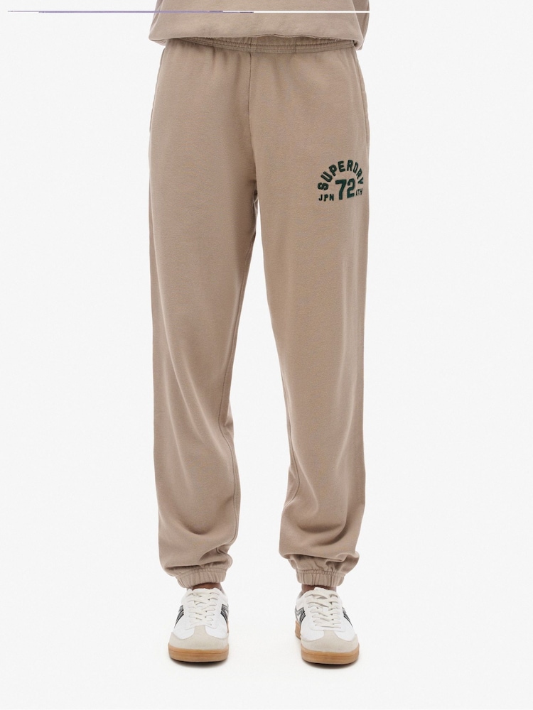 Superdry Cobblestone Grey Boyfriend 100% Cotton Athletic Joggers - Image 1 of 5 Superdry Cobblestone Grey Boyfriend 100% Cotton Athletic Joggers - Image 1 of 5