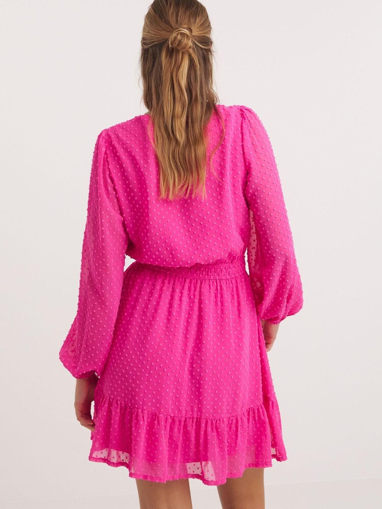 Simply Be Pink Dobby Skater Dress - Image 2 of 4