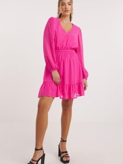 Simply Be Pink Dobby Skater Dress - Image 3 of 4