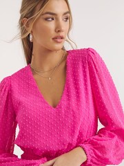 Simply Be Pink Dobby Skater Dress - Image 4 of 4