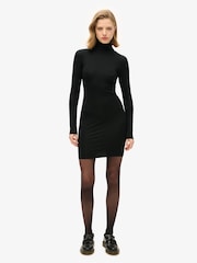 Superdry Black Long Sleeve High Neck Mini Dress - Image 2 of 6