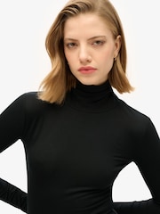 Superdry Black Long Sleeve High Neck Mini Dress - Image 5 of 6