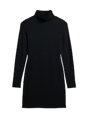Superdry Black Long Sleeve High Neck Mini Dress - Image 6 of 6