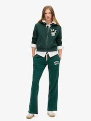 Superdry Dark Pine Green 100% Cotton Athletic Essentials Low Rise Flare Joggers - Image 1 of 6