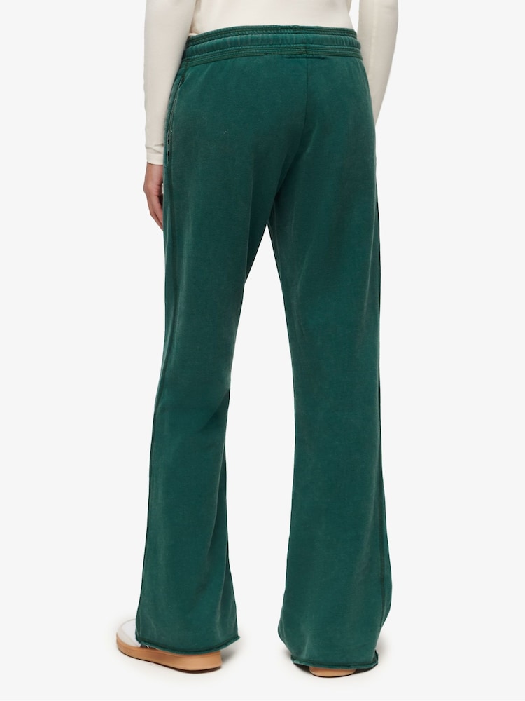 Superdry Dark Pine Green 100% Cotton Athletic Essentials Low Rise Flare Joggers - Image 3 of 6