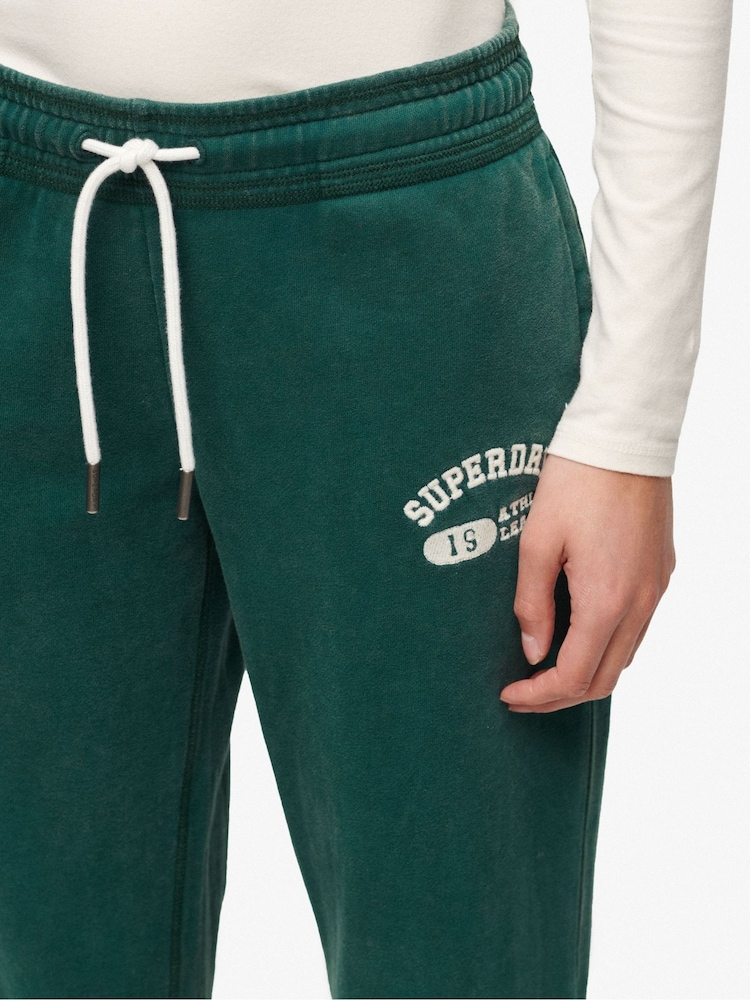 Superdry Dark Pine Green 100% Cotton Athletic Essentials Low Rise Flare Joggers - Image 4 of 6