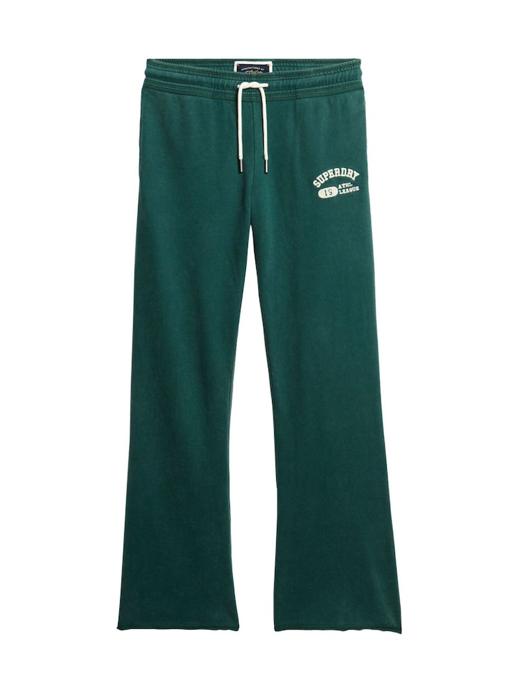 Superdry Dark Pine Green 100% Cotton Athletic Essentials Low Rise Flare Joggers - Image 5 of 6