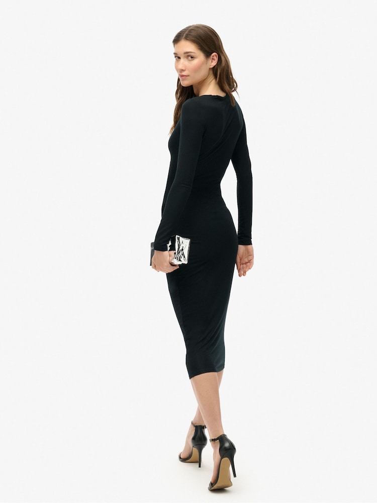 Schwarz - Superdry, langärmeliges Midikleid mit Rüschendetails - Bild 2 von 3 Schwarz - Superdry, langärmeliges Midikleid mit Rüschendetails - Bild 2 von 3