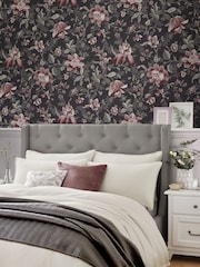 Laura Ashley Charcoal Grey Edita's Garden 10M Wallpaper - Image 1 of 4