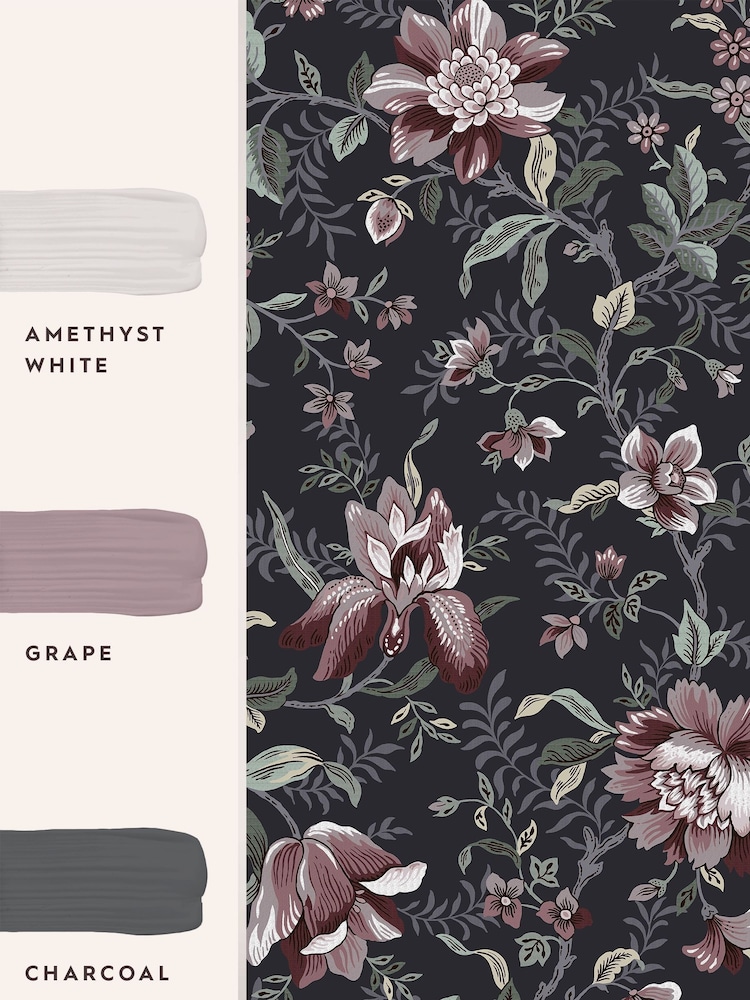 Laura Ashley Charcoal Grey Edita's Garden 10M Wallpaper - Image 4 of 4