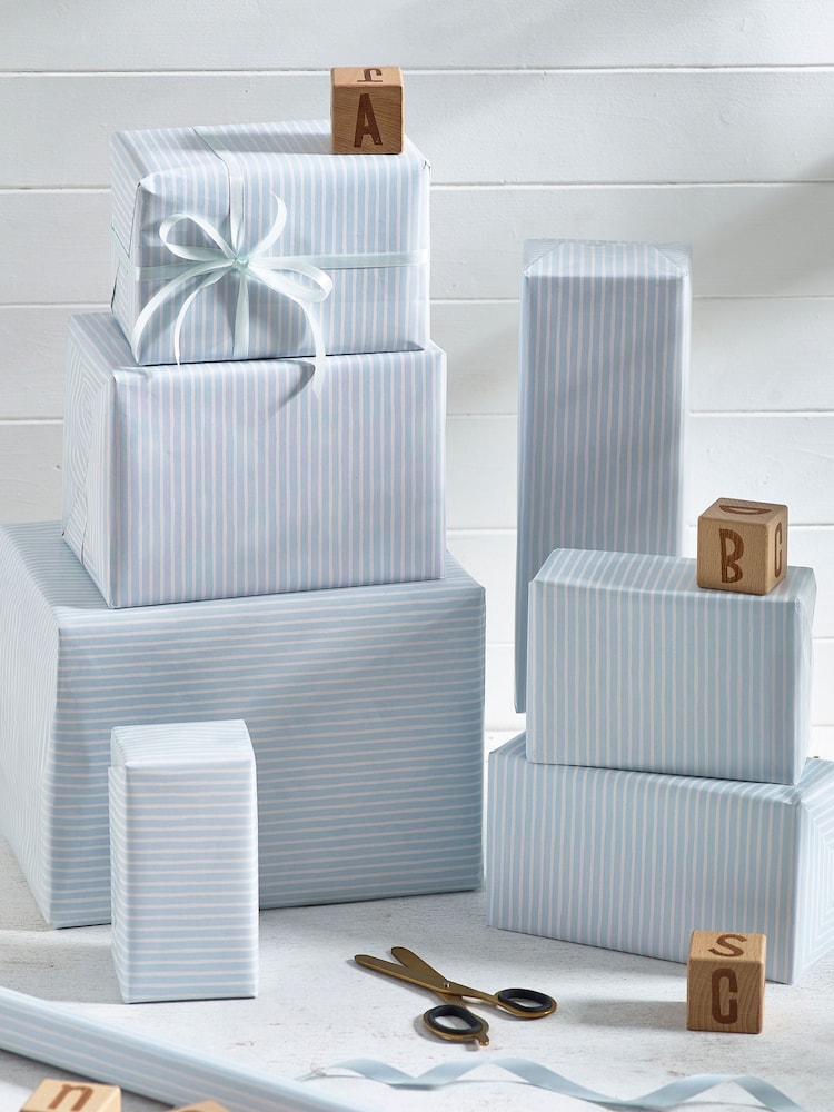 Blue Striped 10 Metre Wrapping Paper - Image 1 of 3