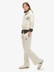 Superdry Turtledove Cream 100% Cotton Athletic Essentials Low Rise Flare Joggers - Image 2 of 5