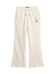 Superdry Turtledove Cream 100% Cotton Athletic Essentials Low Rise Flare Joggers - Image 3 of 5