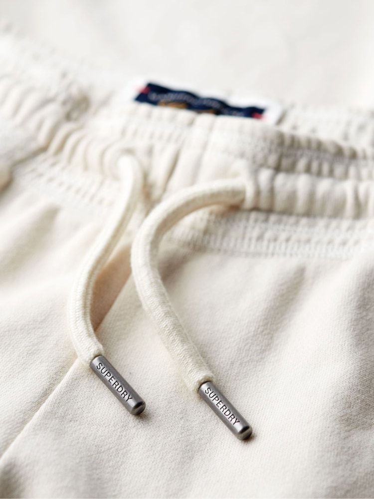 Superdry Turtledove Cream 100% Cotton Athletic Essentials Low Rise Flare Joggers - Image 4 of 5
