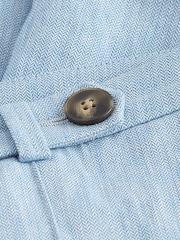 Blue Textured Linen Tapered Leg Trousers - Image 7 of 7
