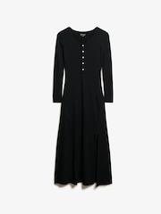 Superdry Black Henley Long Sleeve Midi Dress - Image 5 of 6