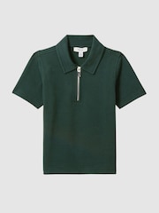 Reiss Emerald Creed Senior Textured Half-Zip Polo Shirt - Image 5 of 6
