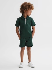 Reiss Emerald Creed Senior Textured Half-Zip Polo Shirt - Image 6 of 6
