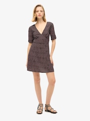 Superdry Diamond Geo Black Printed Short Sleeve Mini Tea Dress - Image 3 of 8