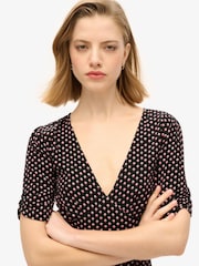 Superdry Diamond Geo Black Printed Short Sleeve Mini Tea Dress - Image 5 of 8