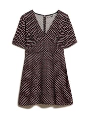 Superdry Diamond Geo Black Printed Short Sleeve Mini Tea Dress - Image 6 of 8