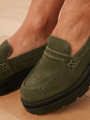 Khaki Green Forever Comfort® Leather Chunky Loafers - Image 2 of 8