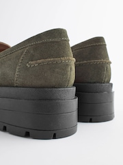 Khaki Green Forever Comfort® Leather Chunky Loafers - Image 8 of 8