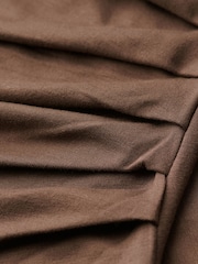 Superdry Chocolate Brown Long Sleeve Ruched Midi Dress - Image 6 of 6