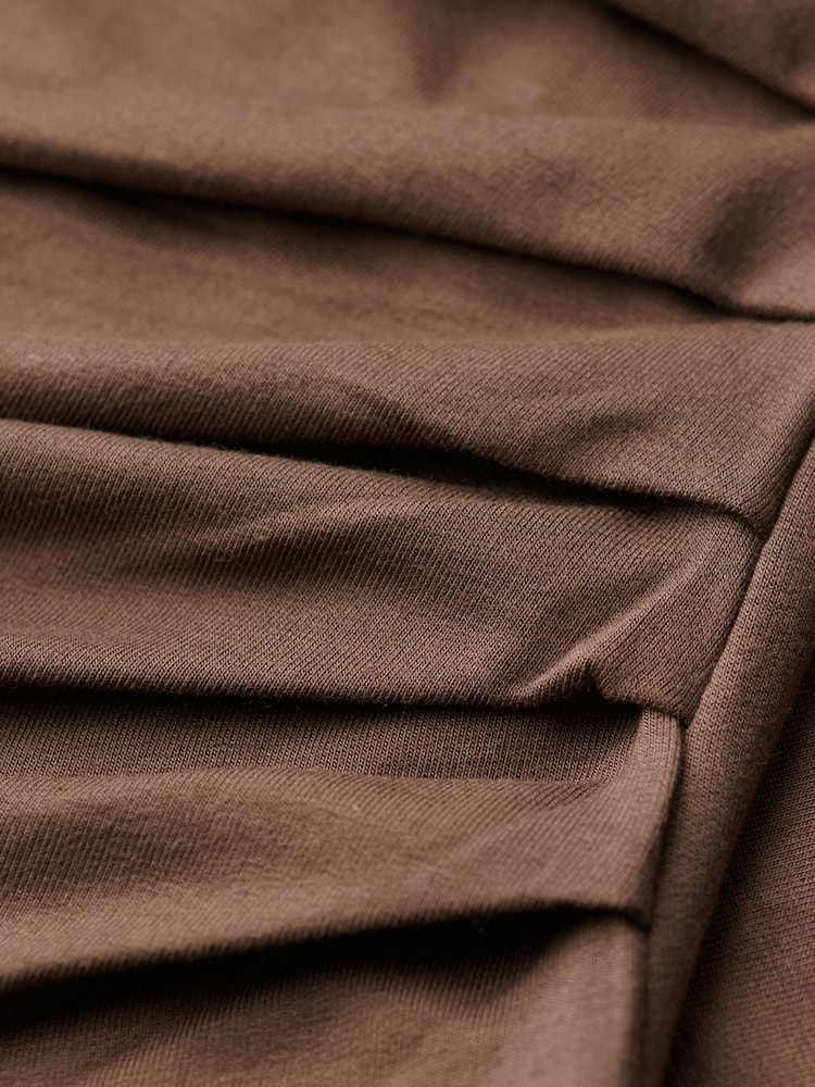 Superdry Chocolate Brown Long Sleeve Ruched Midi Dress - Image 6 of 6