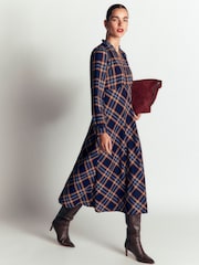 Boden Blue Cassie Checked Tea Dress D1875 - Image 1 of 5
