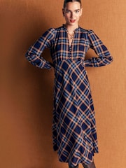Boden Blue Cassie Checked Tea Dress D1875 - Image 2 of 5
