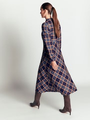 Boden Blue Cassie Checked Tea Dress D1875 - Image 3 of 5