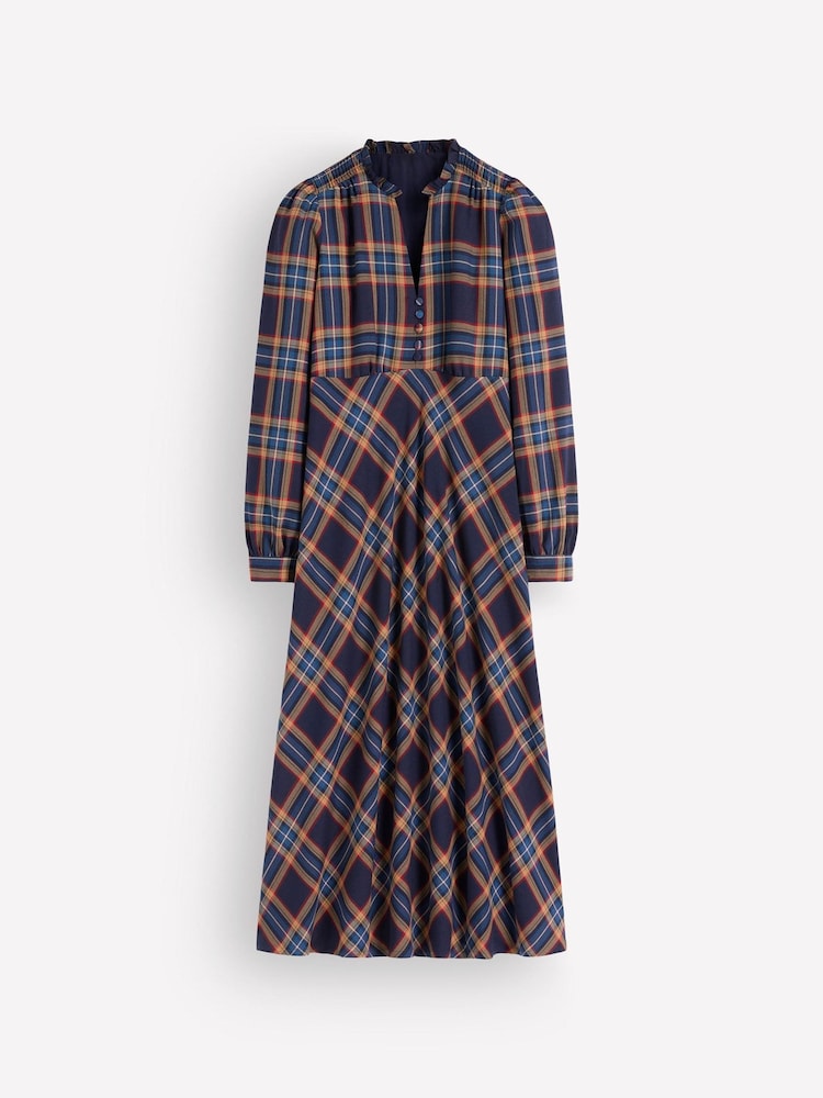 Boden Blue Cassie Checked Tea Dress D1875 - Image 5 of 5 Boden Blue Cassie Checked Tea Dress D1875 - Image 5 of 5