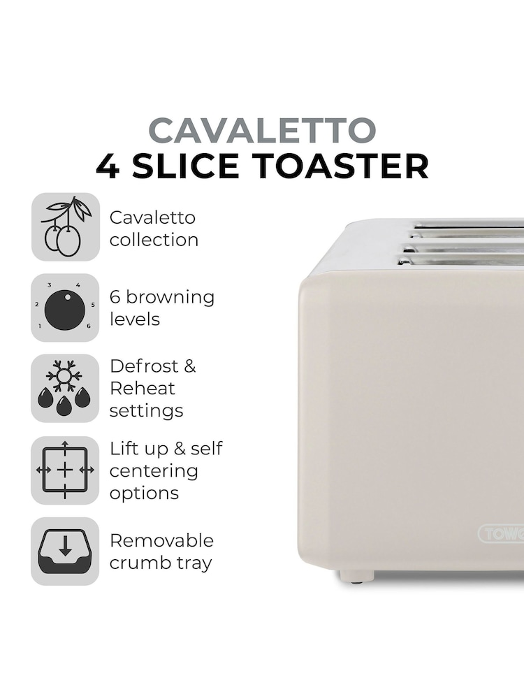 Tower Cream Cavaletto 4 Slice Toaster - Image 13 of 13
