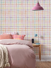 White Rainbow Check Multi 10M Wallpaper - Image 2 of 5