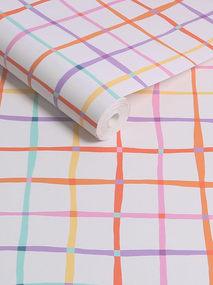 White Rainbow Check Multi 10M Wallpaper - Image 5 of 5