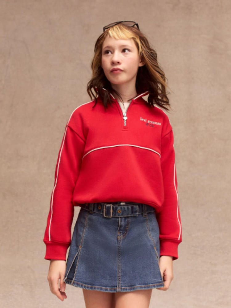 Levi's® Blue Pleated Skort with Belt - Image 1 of 5 Levi's® Blue Pleated Skort with Belt - Image 1 of 5