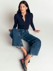 Boden Blue Jersey Velvet Ribbed Shirt - Image 4 of 5