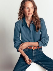 Boden Blue Violet Smock Shoulder Cord Top T2191 - Image 1 of 5