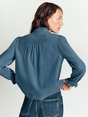 Boden Blue Violet Smock Shoulder Cord Top T2191 - Image 3 of 5