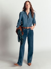 Boden Blue Violet Smock Shoulder Cord Top T2191 - Image 4 of 5