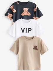 Black/White Short Sleeve Character T-Shirts 3 Pack (3mths-7yrs) - Image 1 of 3