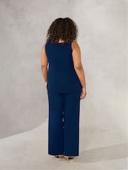 Live Unlimited Curve Navy Blue Chiffon Lined Trousers - Image 2 of 4