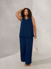 Live Unlimited Curve Navy Blue Chiffon Lined Trousers - Image 3 of 4