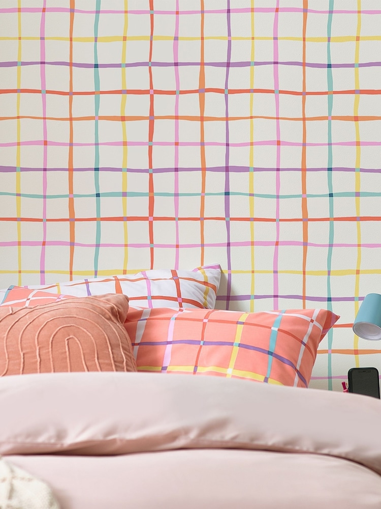 Multi Rainbow Check Wallpaper - Image 1 of 5 Multi Rainbow Check Wallpaper - Image 1 of 5