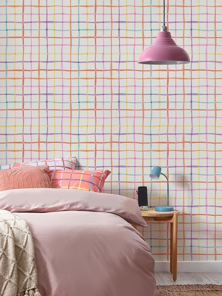Multi Rainbow Check Wallpaper - Image 2 of 5 Multi Rainbow Check Wallpaper - Image 2 of 5
