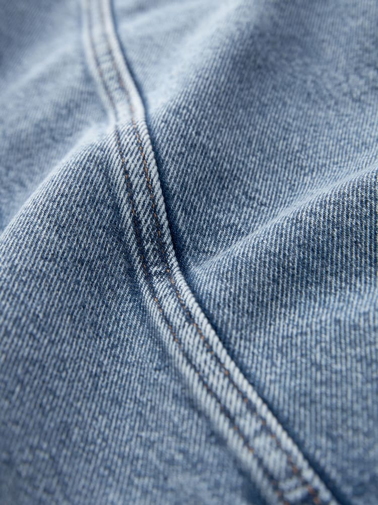 Mid Blue Oversized Denim Trucker 100% Cotton Jacket - Image 7 of 7