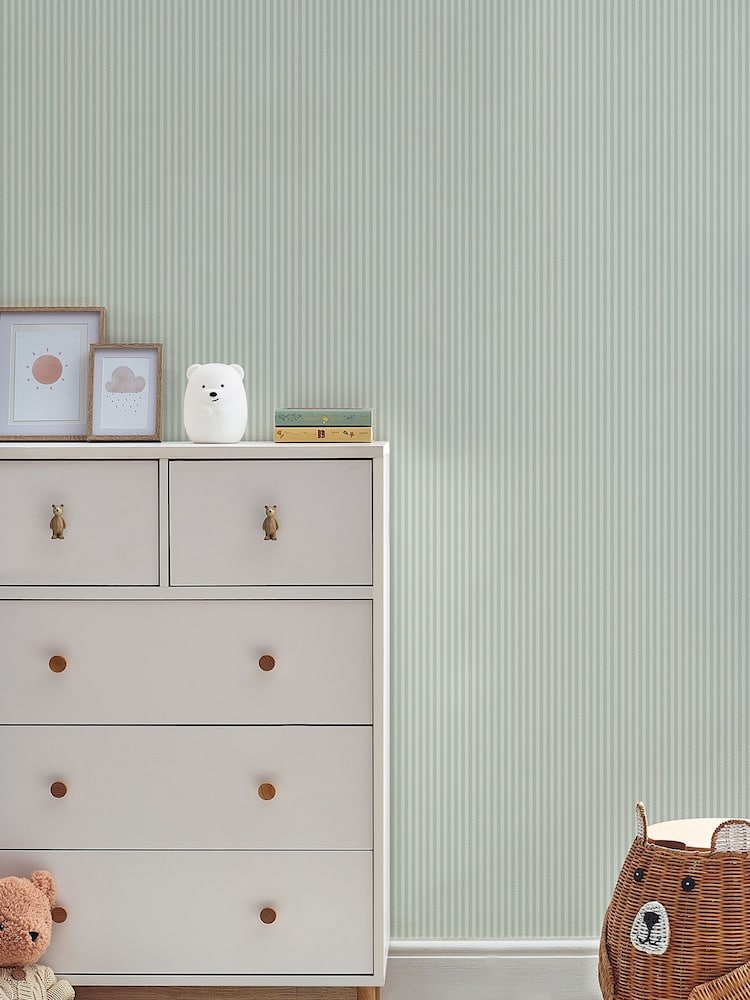 Sage Green Calm Stripe A4 Wallpaper Sample - Image 2 of 5 Sage Green Calm Stripe A4 Wallpaper Sample - Image 2 of 5